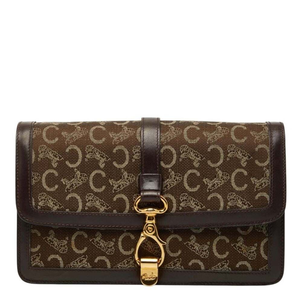 Celine C Macadam Clutch Bag, Brown Canvas Leather, Women's CELINE